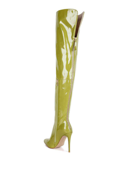 eclectic patent pu long stiletto boots.