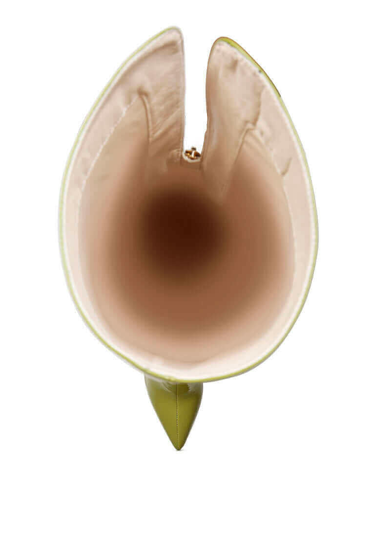 eclectic patent pu long stiletto boots