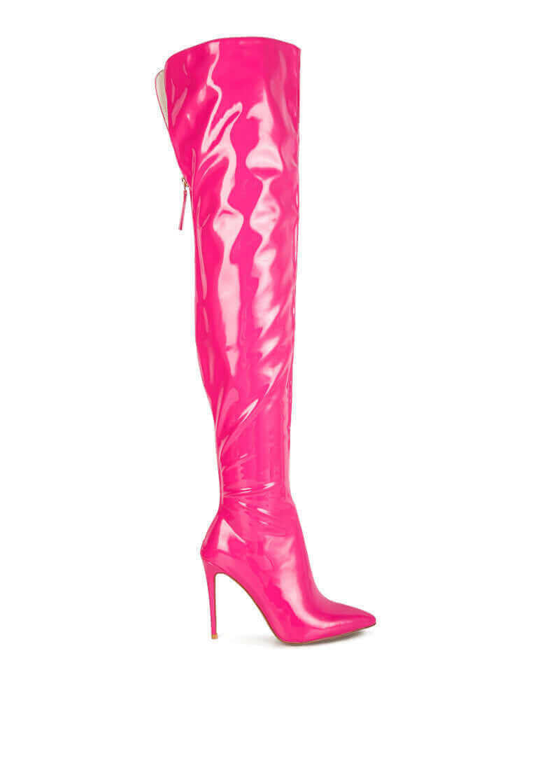 eclectic patent pu long stiletto boots.