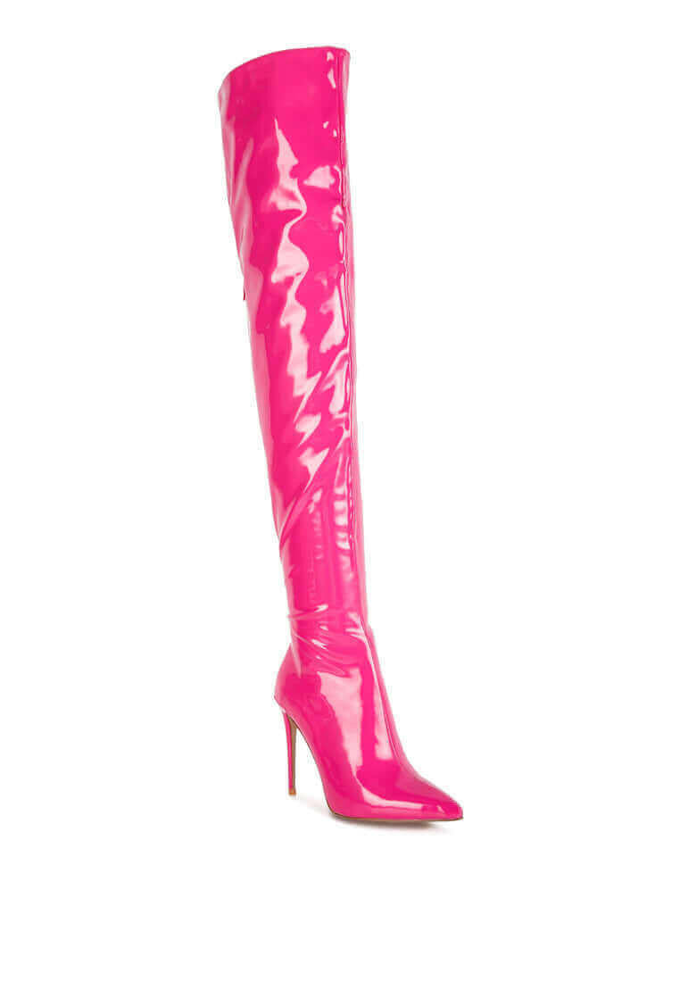 eclectic patent pu long stiletto boots.