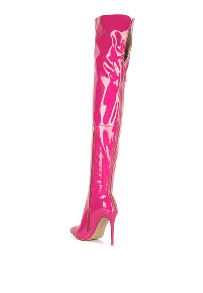 eclectic patent pu long stiletto boots.