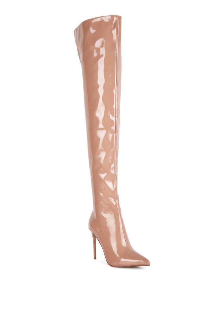 eclectic patent pu long stiletto boots.