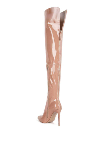 eclectic patent pu long stiletto boots.