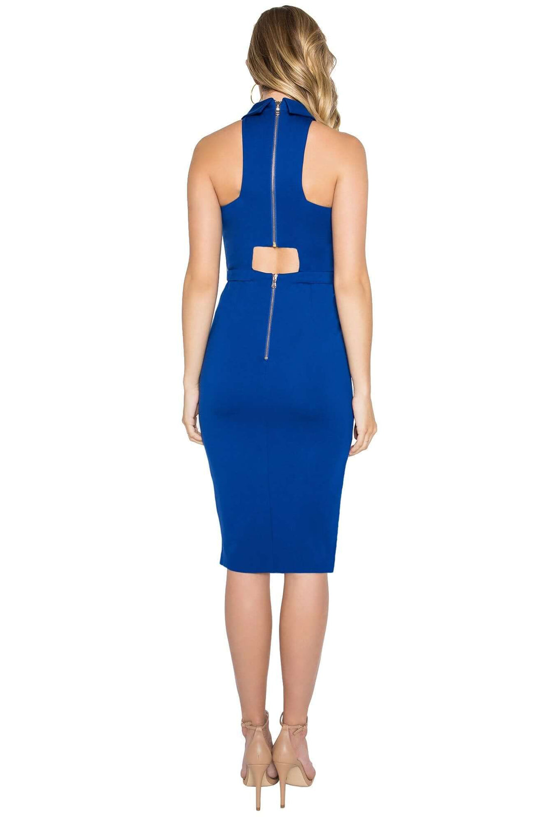 Emma Dress - Sophisticated Sleeveless Midi with Keyhole &amp; Cut-Out