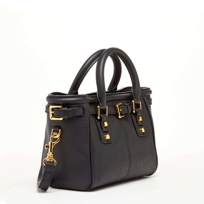 Top Handle Leather Satchel Bag Black Purse Crossbody Bag for Women