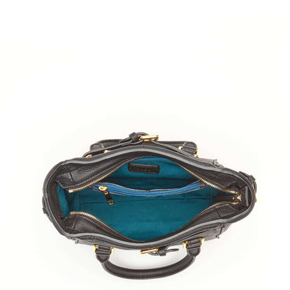 Top Handle Leather Satchel Bag Black Purse Crossbody Bag for Women