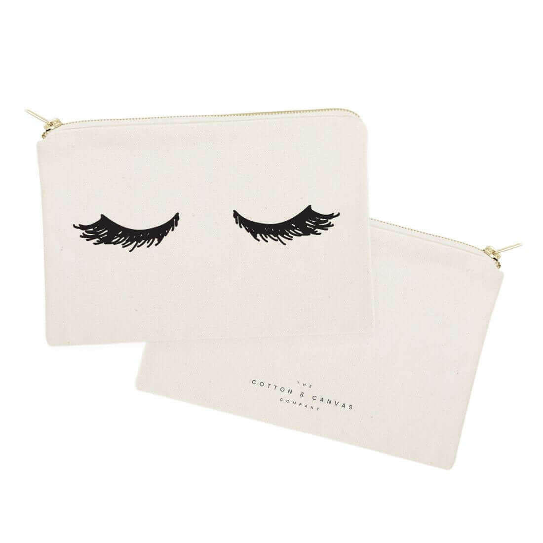 Closed Eyelashes Cotton Canvas Cosmetic Bag.