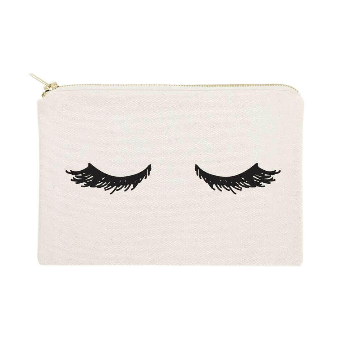 Closed Eyelashes Cotton Canvas Cosmetic Bag.