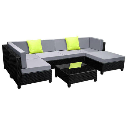 Gardeon 7PC Sofa Set Outdoor Furniture Lounge Setting Wicker Couches.