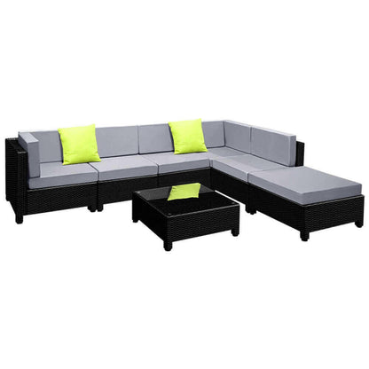 Gardeon 7PC Sofa Set Outdoor Furniture Lounge Setting Wicker Couches.