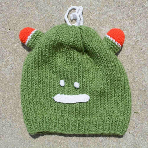 Kids Beanie Hat, Kids Winter Hand-Knitted Wool Frog Animal Theme Hat.