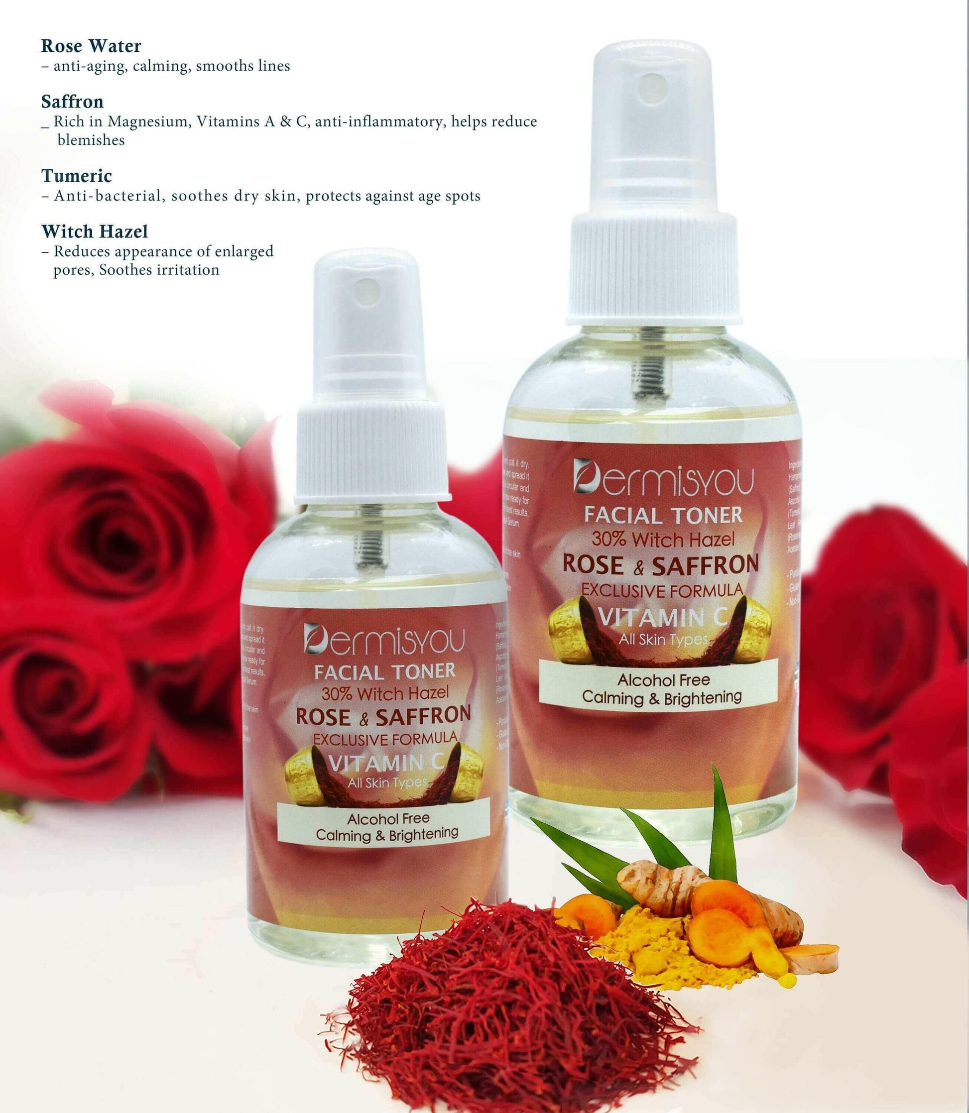 Cleansing & Hydrating Facial Toner with Saffron & Rose Water.