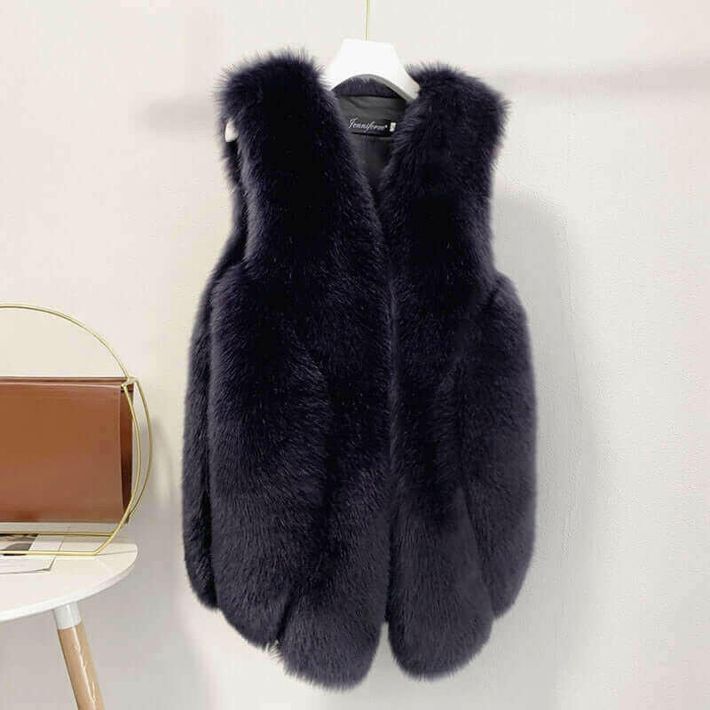 Faux Fur Sleeveless Vest Jacket Autumn Winter Elegant Fashion Vest.