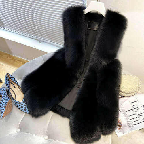 Faux Fur Sleeveless Vest Jacket Autumn Winter Elegant Fashion Vest.