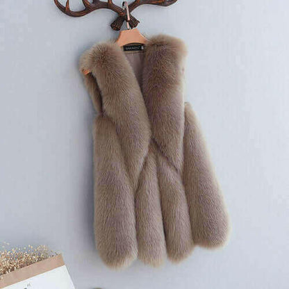 Faux Fur Sleeveless Vest Jacket Autumn Winter Elegant Fashion Vest.