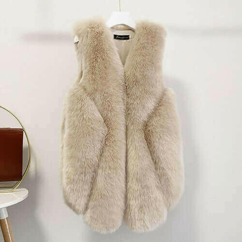 Faux Fur Sleeveless Vest Jacket Autumn Winter Elegant Fashion Vest.