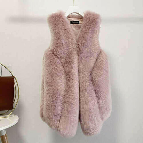 Faux Fur Sleeveless Vest Jacket Autumn Winter Elegant Fashion Vest