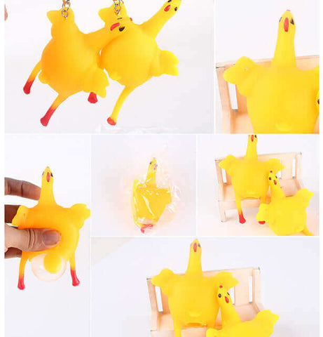 Funny Egg-laying chicken keychain Squishy Squeeze