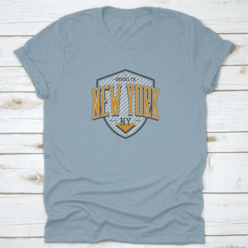 New York, Brooklyn T-Shirt Design With Shield. College League Tee.