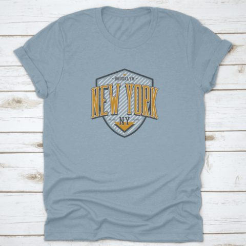 New York, Brooklyn T-Shirt Design With Shield. College League Tee.