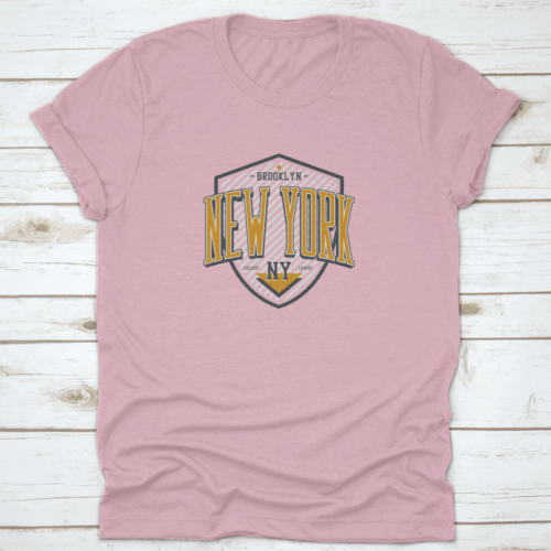 New York, Brooklyn T-Shirt Design With Shield. College League Tee.