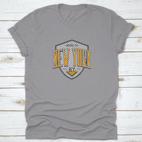 New York, Brooklyn T-Shirt Design With Shield. College League Tee.