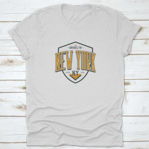 New York, Brooklyn T-Shirt Design With Shield. College League Tee.