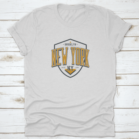 New York, Brooklyn T-Shirt Design With Shield. College League Tee.