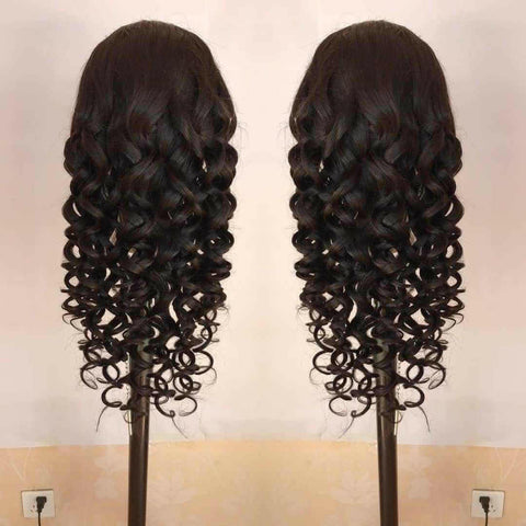 180% Density Full 4x4 Transparent Lace Front Loose Wave Human Hair Wig.