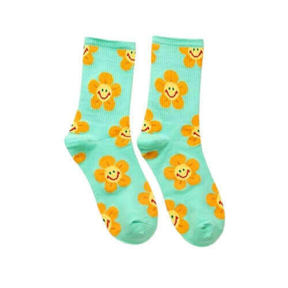 Groovy Flower Happy Face Socks (6 Color Options) | '70s '80s '90s.