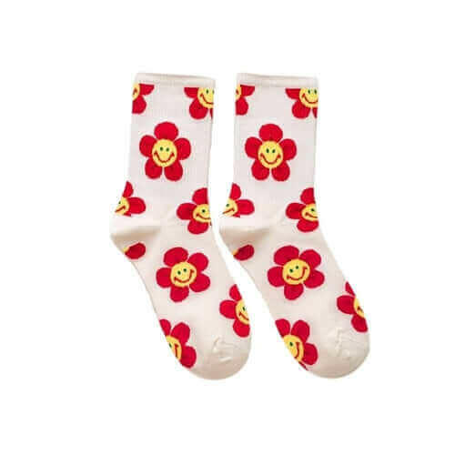 Groovy Flower Happy Face Socks (6 Color Options) | '70s '80s '90s.