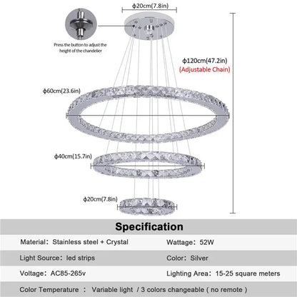 Modern Geometric Crystal LED Pendant Chandelier