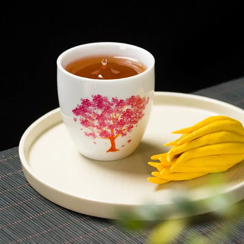 Creative Japanese Magic Sakura Teacup Hot Cold Temperature Discoloration Color Changing Tea Cup Flower Ceramic Kung Fu Tea Set
