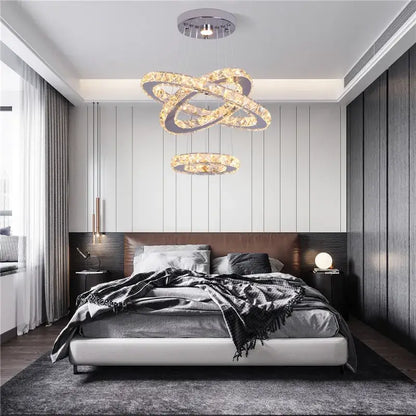 Modern Geometric Crystal LED Pendant Chandelier