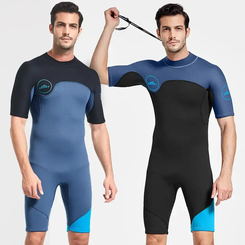 SBART 2mm Neoprene Wetsuit Swimwear Men Short Sleeve Patchwork.