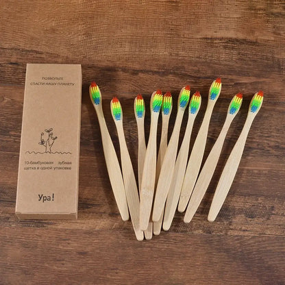 Bamboo World Adult Bamboo Toothbrushes - Set of 10