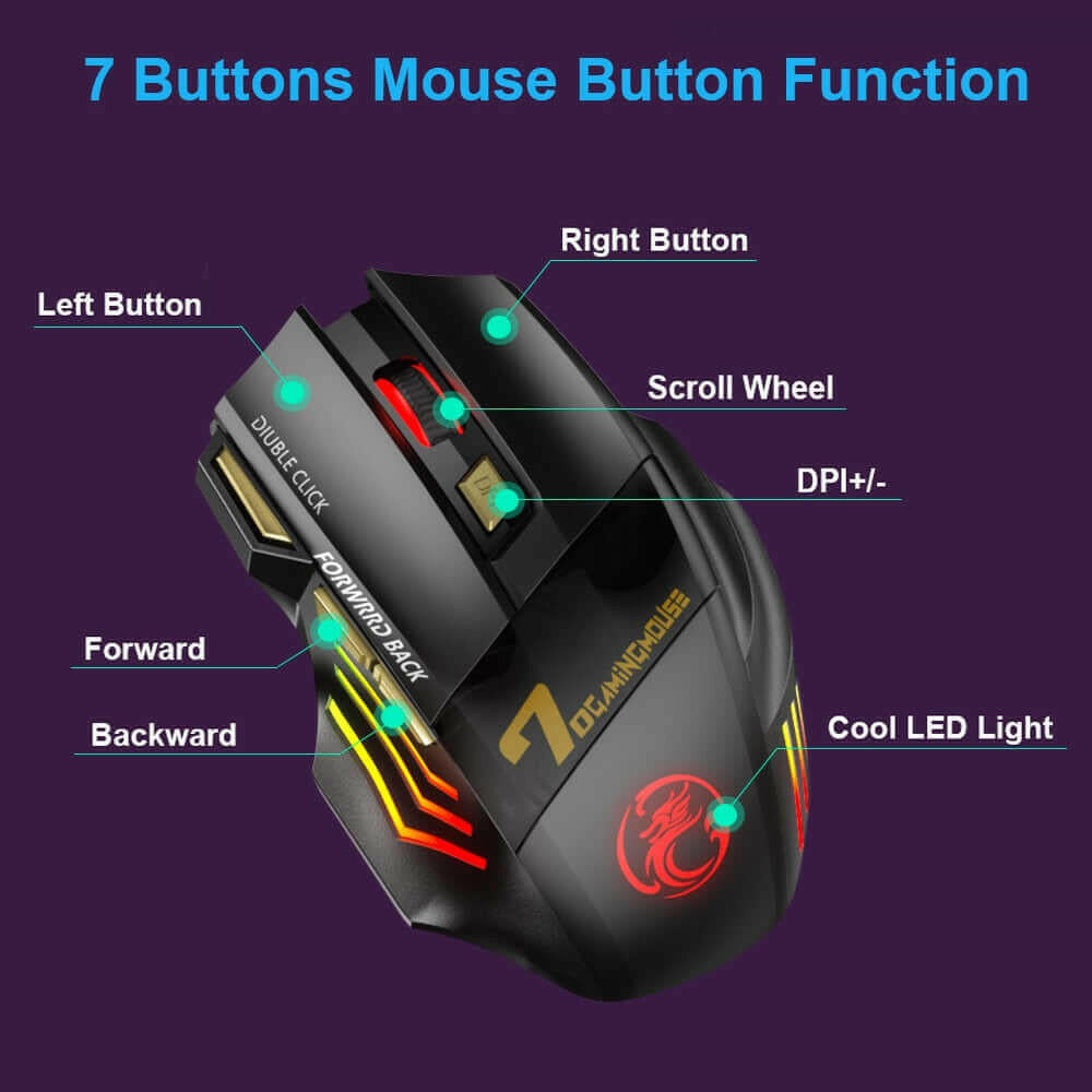 Bluetooth Wireless Silent Ergonomic Gaming Mouse.