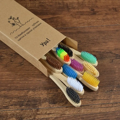 Bamboo World Adult Bamboo Toothbrushes - Set of 10