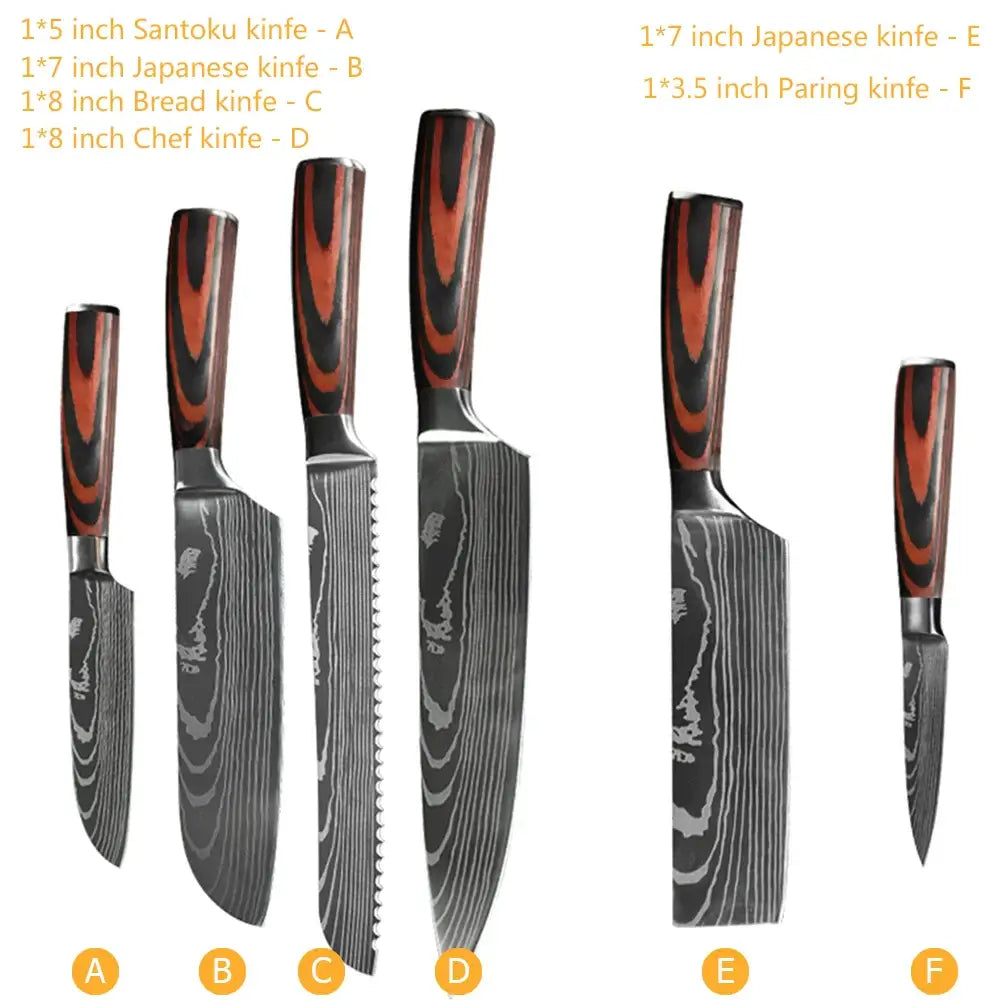 Chef Knife Set: 1-10 Pcs Japanese Damascus Knives