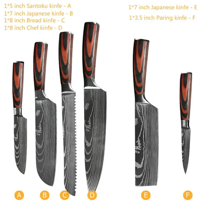 Chef Knife Set: 1-10 Pcs Japanese Damascus Knives