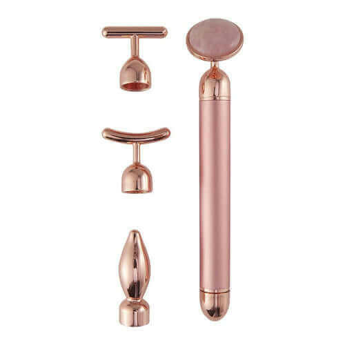 4 in 1 Vibrating Rose Quartz Roller Face Roller Eye Massager Jade.