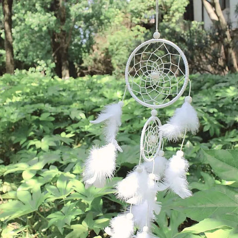 Wind Chimes Handmade Dream Catcher Net With Feathers Wall Hanging.