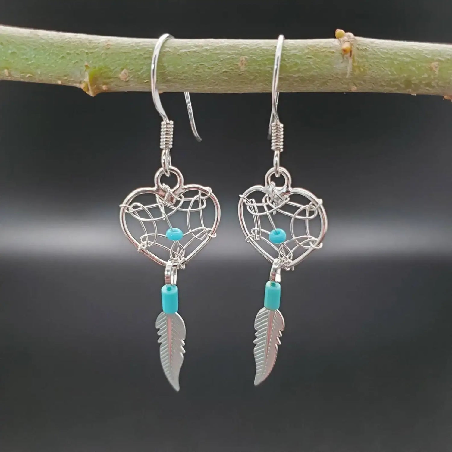 Sterling Silver Raw Amethyst Dream Catcher drop Earrings. Dream catcher dangle earrings