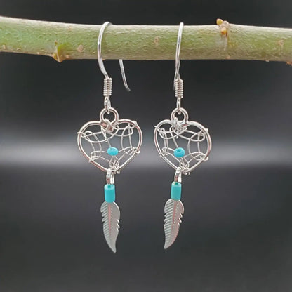 Sterling Silver Raw Amethyst Dream Catcher drop Earrings. Dream catcher dangle earrings