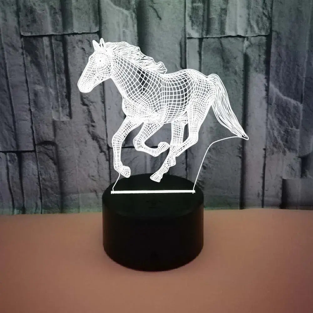 Horse 3D Illusion LED Night Light with Remote