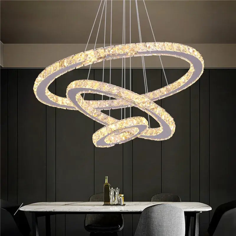 Modern Geometric Crystal LED Pendant Chandelier