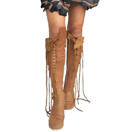 High Quality New PU Boots For Women Sexy Lace-up Over The Knee Boots.