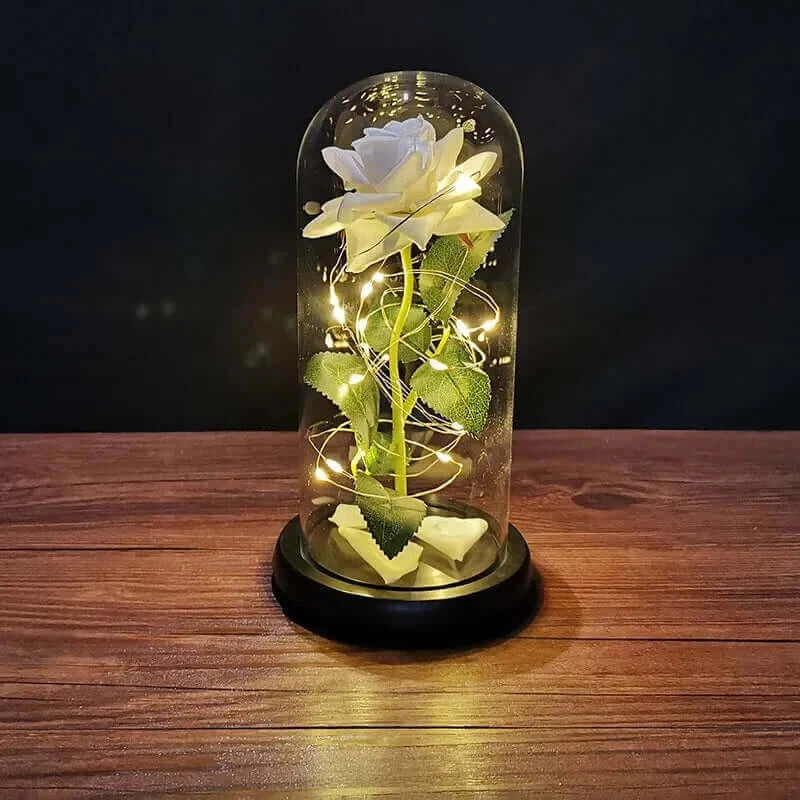 Valentines Day Gift for Girlfriend Eternal Rose LED Light Foil Flower In Glass Cover Mothers Day Wedding favors Bridesmaid Gift