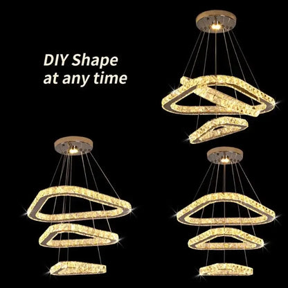 Modern Geometric Crystal LED Pendant Chandelier