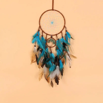 Dream Catcher Tree of Life with Feathers Indians Style Crystal Stone Home Hanging Ornament for Bedroom Dorm Handmade Gift 60cm